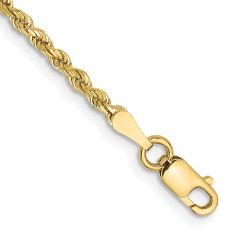 Diamond-Cut Rope 10k Yellow Gold Chain Bracelet 2mm