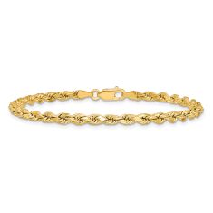 Diamond-Cut Rope 10k Yellow Gold Chain Bracelet 3.5mm