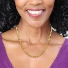 Diamond-Cut Rope 10k Yellow Gold Chain Necklace 4mm