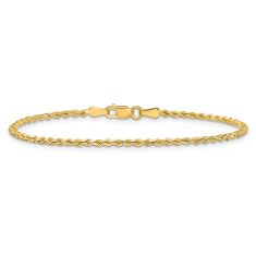 Diamond-Cut Rope 14k Yellow Gold Chain Bracelet 2mm