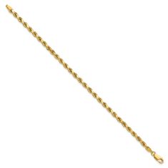 Diamond-Cut Rope 14k Yellow Gold Chain Bracelet 3.5mm