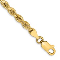 Diamond-Cut Rope 14k Yellow Gold Chain Bracelet 3.5mm