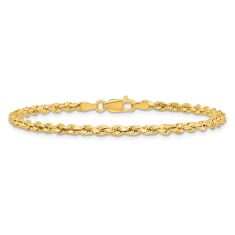 Diamond-Cut Rope 14k Yellow Gold Chain Bracelet 3mm