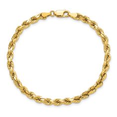 Diamond-Cut Rope 14k Yellow Gold Chain Bracelet 4mm