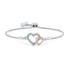 Diamond Accent Interlocking Heart Two-Tone Bolo Bracelet | Mills Collection