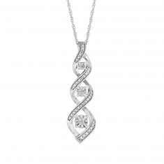 Diamond Accent Twist Sterling Silver Pendant Necklace | Mills Collection