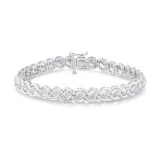 Diamond Sterling Silver Interlocking Link Bracelet 1/2ctw