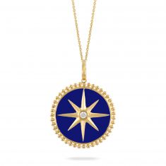 Doves by Doron Paloma 1/20ctw Diamond and Lapis Yellow Gold Pendant Necklace | Celestia