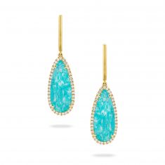 Doves by Doron Paloma 1/4ctw Diamond Halo Yellow Gold Drop Earrings | Amazon Breeze
