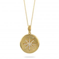 Doves by Doron Paloma 1/10ctw Diamond Star Yellow Gold Medallion Pendant Necklace | Celestia