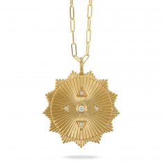 Doves by Doron Paloma 1/8ctw Diamond Yellow Gold Medallion Pendant Necklace | Celestia