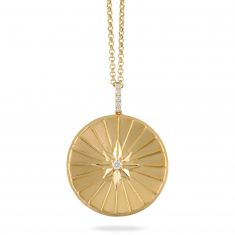 Doves by Doron Paloma 1/10ctw Diamond Yellow Gold Medallion Pendant Necklace | Celestia