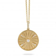 Doves by Doron Paloma 1/6ctw Diamond Yellow Gold Medallion Pendant Necklace | Celestia