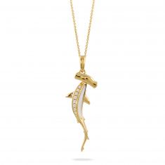 Doves by Doron Paloma Mother-of-Pearl and Diamond Hammerhead Shark Pendant Necklace | Tropics