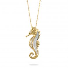Doves by Doron Paloma Mother-of-Pearl and Diamond Seahorse Pendant Necklace | Tropics