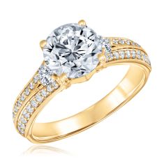 Downton Abbey 2 1/2ctw Round Lab Grown Diamond Yellow Gold Engagement Ring | Lady Rose