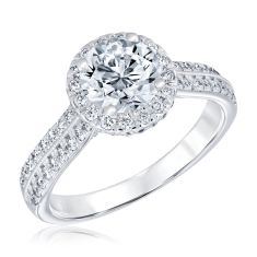 Downton Abbey 2 1/4ctw Round Lab Grown Diamond Halo White Gold Engagement Ring | Lady Edith