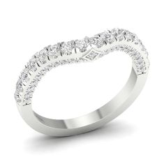 Downton Abbey 3/4ctw Round Lab Grown Diamond White Gold Curved Band - Mrs. Hughes