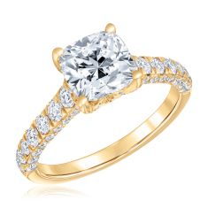 Downton Abbey 3ctw Cushion Lab Grown Diamond Yellow Gold Engagement Ring | Lady Rose