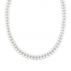 Downton Abbey | Lady Edith - Freshwater Cultured Pearl and White Topaz Sterling Silver Double Strand Necklace