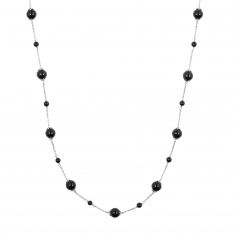 Downton Abbey | Lady Mary - Black Onyx Sterling Silver Long Station Necklace