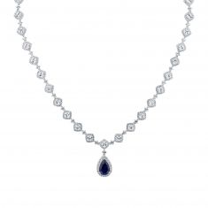 Downton Abbey | Lady Mary - Created Blue Sapphire and Created White Sapphire Statement Necklace