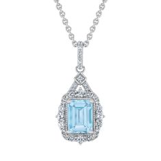 Downton Abbey Cora Grantham - Emerald Sky Blue Topaz and Created White Sapphire Sterling Silver Pendant Necklace