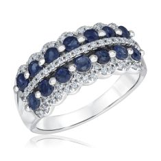 Downton Abbey Cora Grantham - Genuine Blue Sapphire and 1/4ctw Diamond White Gold Ring