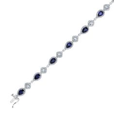Downton Abbey Cora Grantham - Pear Created Blue Sapphire and Created White Sapphire Sterling Silver Bracelet