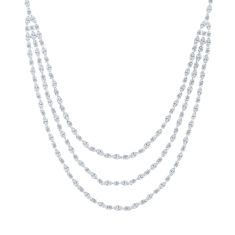 Downton Abbey |  Dowager Countess - Marquise and Round Created White Sapphire Three Strand Sterling Silver Necklace