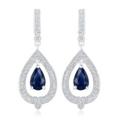 Downton Abbey | Cora Grantham - Blue Sapphire and 1/5ctw Diamond White Gold Earrings