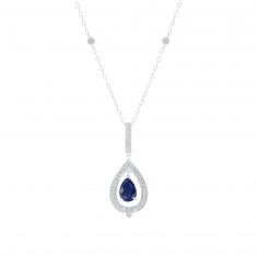 Downton Abbey | Cora Grantham - Blue Sapphire and 1/8ctw Diamond White Gold Pendant Necklace