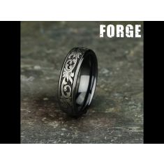 Black Titanium 6.5mm Scrollwork Design Comfort Fit Wedding Band