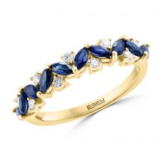Effy Marquise Blue Sapphire 1/5ctw Diamond Yellow Gold Band