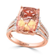 Effy Morganite and 1/3ctw Diamond Rectangular Rose Gold Ring