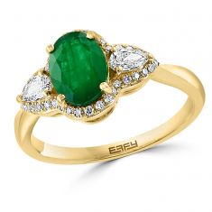 Effy Oval Emerald 3/8ctw Marquise Diamond Vintage-Inspired Yellow Gold Ring