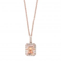 Effy Rose Gold Morganite and Diamond Pendant 1/5ctw