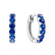 Effy Round Blue Sapphire White Gold Hoop Earrings