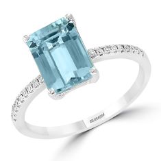 Effy White Gold Aquamarine and Diamond Ring