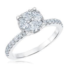 1ctw Diamond Cluster White Gold Engagement Ring - Harmony Collection
