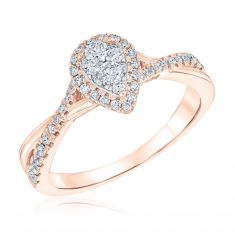 1/2ctw Pear Diamond Composite Rose Gold Engagement Ring | Glow Collection