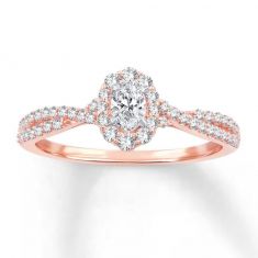 1/2ctw Oval Diamond Halo Rose Gold Engagement Ring | Blush Collection