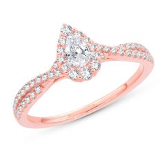 1/2ctw Pear Diamond Halo Rose Gold Engagement Ring | Blush Collection