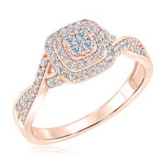 1/2ctw Cushion-Shaped Diamond Composite Twist Band Rose Gold Engagement Ring - Blush Collection