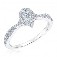 1/2ctw Pear Diamond Halo White Gold Engagement Ring | Couture Collection