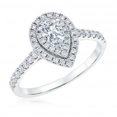 7/8ctw Pear Double Halo Diamond White Gold Engagement Ring | Couture Collection