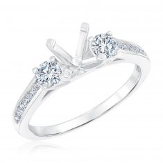 5/8ctw Diamond Three-Stone White Gold Engagement Ring Setting | Design Collection