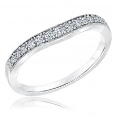 1/6ctw Round Diamond Milgrain Curved White Gold Wedding Band | Embrace Collection