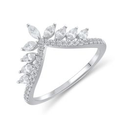 1/2ctw Marquise and Round Diamond White Gold Curved Band - Embrace Collection