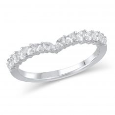 1/2ctw Marquise Diamond White Gold Curved Band - Embrace Collection